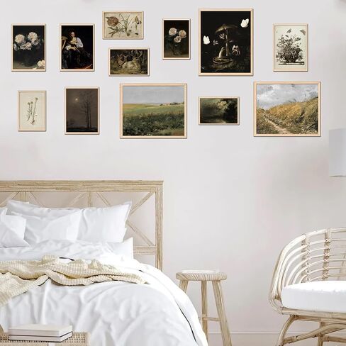 TRAMIN 12 قطعة من المطبوعات الفنية الجدارية العتيقة، ديكور الريف الفرنسي، ملصقات عتيقة للصور الجمالية للغرفة، مطبوعات عتيقة لديكور الحائط، معرض لوحات المناظر الطبيعية جدار الفن لغرفة النوم (بدون إطار) in Kuwait