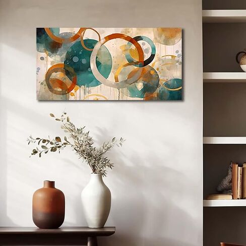 CANEITO Abstract Wall Art for Living Room, Circle Canvas Wall-Decor for Bedroom, Geometric Print Artwork, Size 40 x 20 Inches in Saudi Arabia