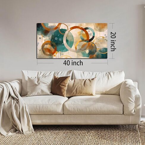 CANEITO Abstract Wall Art for Living Room, Circle Canvas Wall-Decor for Bedroom, Geometric Print Artwork, Size 40 x 20 Inches in Saudi Arabia