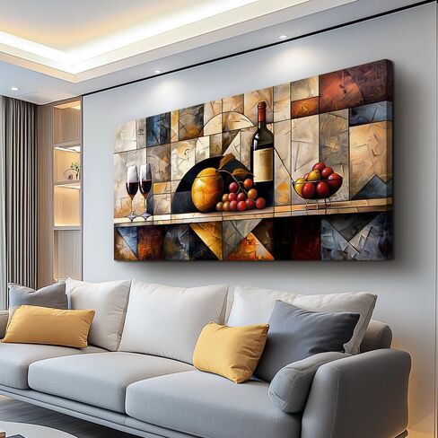 QIYILEXWART Canvas Wall Art For Living Room Wall Decor For Bedroom Kitchen Wall Decoration Wine Glass Landscape Painting Farmhouse Pictures Artwork Room Aesthetic Home Decor 20x40 In in Saudi Arabia