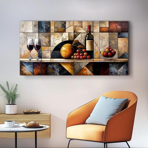 QIYILEXWART Canvas Wall Art For Living Room Wall Decor For Bedroom Kitchen Wall Decoration Wine Glass Landscape Painting Farmhouse Pictures Artwork Room Aesthetic Home Decor 20x40 In in Saudi Arabia