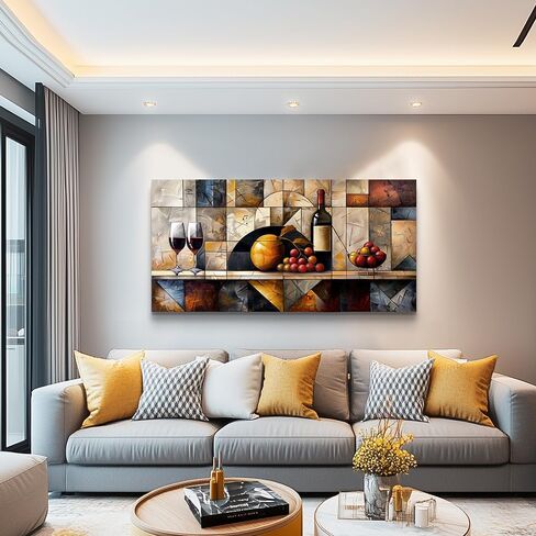 QIYILEXWART Canvas Wall Art For Living Room Wall Decor For Bedroom Kitchen Wall Decoration Wine Glass Landscape Painting Farmhouse Pictures Artwork Room Aesthetic Home Decor 20x40 In in Saudi Arabia