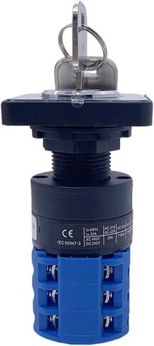 1pcs LW26-20YS5/3 Single Hole Installation 22.3mm Locking Key Dual Power Switching Motor Universal Transfer 20A Rotary Cam Switch in Kuwait