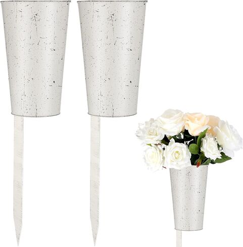 uiifan 2 جهاز كمبيوتر شخصي مزهريات مقبرة معدنية للمزهريات القبر التذكارية للمقبرة مع حصة حامل زهرة القبر مزهرية زهرة القبر لتزيين ساحة الحديقة في الهواء الطلق in Kuwait