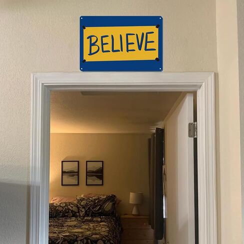 علامة Believe، هدايا ديكور فنية جدارية تحفيزية معدنية للمنزل والمكتب الأمامي ولوحة معلقة (8 × 12 بوصة) in Kuwait