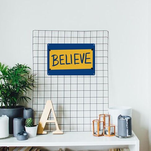 علامة Believe، هدايا ديكور فنية جدارية تحفيزية معدنية للمنزل والمكتب الأمامي ولوحة معلقة (8 × 12 بوصة) in Kuwait