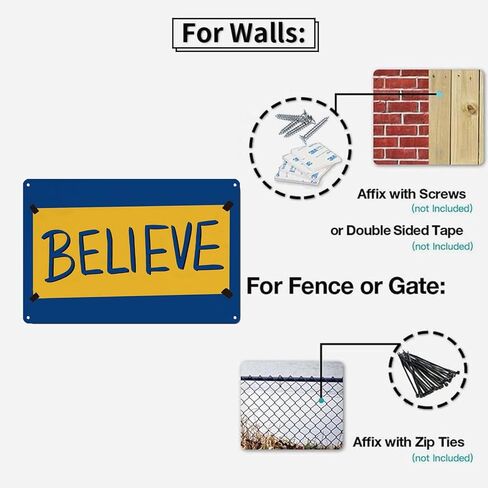علامة Believe، هدايا ديكور فنية جدارية تحفيزية معدنية للمنزل والمكتب الأمامي ولوحة معلقة (8 × 12 بوصة) in Kuwait