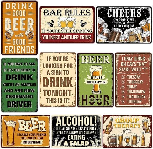 10PCS Funny Vintage Metal Tin Signs, 12x8 Inch Humor Wall Art for Man Cave, Garage or Basement Decor, Great Gift for Dad, Father’s Day or Birthday in Saudi Arabia