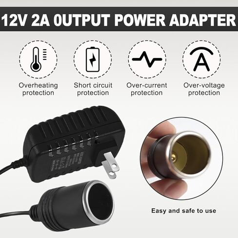 AC to DC Converter, 2A 24W Car Cigarette Lighter Socket Adapter Power Supply Transformer, 100-240V to 12V AC/DC Converter Portable Vehicle Power Supply Adapter for Inflator in Saudi Arabia