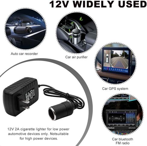 AC to DC Converter, 2A 24W Car Cigarette Lighter Socket Adapter Power Supply Transformer, 100-240V to 12V AC/DC Converter Portable Vehicle Power Supply Adapter for Inflator in Saudi Arabia