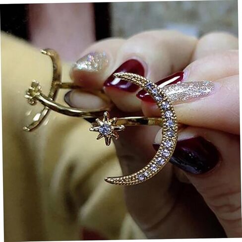 Fashion Star Shape for Women Open Design Elegant Rhinestone Inlaid Jewelry for Girls Gold for Occasion in Saudi Arabia