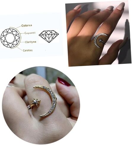 Fashion Star Shape for Women Open Design Elegant Rhinestone Inlaid Jewelry for Girls Gold for Occasion in Saudi Arabia