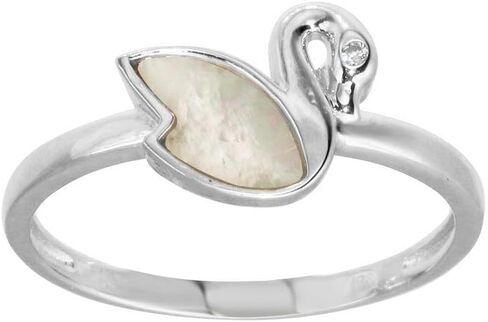 Sterling Silver Swan Ring w/Mother of Pearl & CZ Stone in Kuwait