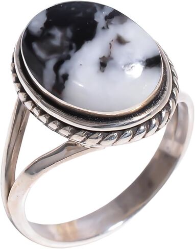 White Buffalo Turquoise Ring for Women – Handmade 12x16mm Oval Natural White Stone, 925 Sterling Silver Boho Statement Ring, Engagement, Promise, Birthday & Holiday Gift in Saudi Arabia