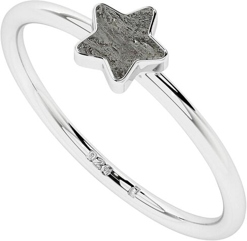 Star-Shape Natural Meteorite Stackable Ring for Women in Sterling Silver, August Birthstone Jewelry Gifts for Her (Bezel-Set) in Saudi Arabia