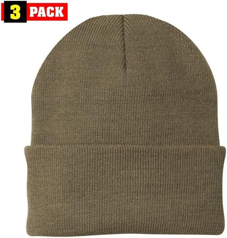 Army Universe 3 Pack Acrylic Beanie Watch Caps, Warm Knit Skull Cap for Men & Women, Blanks Soft Winter Hats in Saudi Arabia