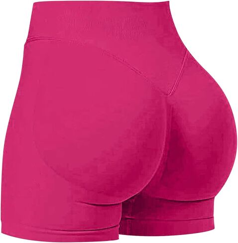 Women's Booty Shorts Tummy Control Compression V Back Yoga Biker Shorts High Waist Workout Volleyball Spandex Legging in Saudi Arabia