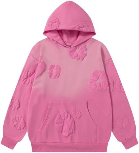 سترات بغطاء للرأس مطبوعة بفقاعات كلاسيكية للرجال والنساء، سترات رياضية فضفاضة من القطن الخالص Y2K، ملابس شارع هيب هوب in Kuwait