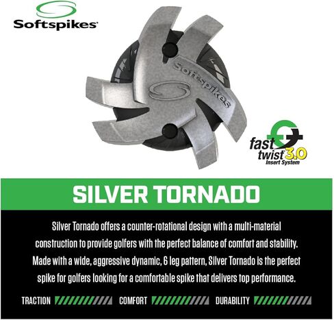 SOFTSPIKES Silver Tornado Fast Twist 3.0 Golf Spikes, 18 Count in Kuwait