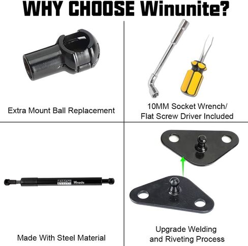 Winunite Pack of 2 Compatible with 2015-2026 F150 Tailgate Assist– Stainless Steel Material, Quiet Controlled Descent, No Drill Bolt-On Installation with All Tools Included in Kuwait