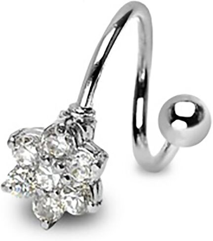 Twist Spiral Prong Set 7mm Cz Flower 14g Belly Button Ring in Saudi Arabia
