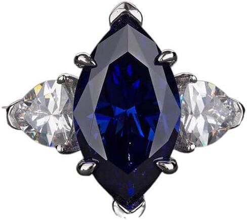 S925 sterling silver high carbon diamond ring simple marquise 3 carat silver ring in Saudi Arabia