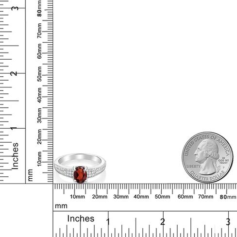 Gem Stone King 925 Sterling Silver Red Garnet Engagement Ring For Women (1.98 Cttw, Oval 8X6MM, Gemstone January Birthstone) in Kuwait