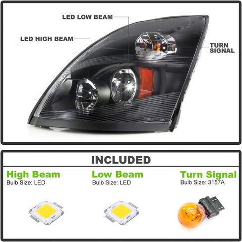 ACANII - For 2004-2017 Volvo VNL Truck Black Housing Performance LED Headlights Headlamps Assembly Pair Set Left+Right in Saudi Arabia