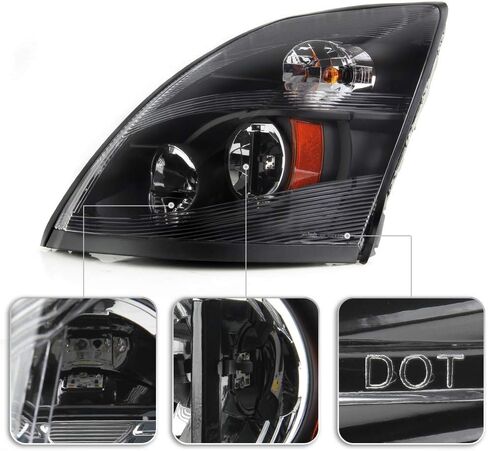 ACANII - For 2004-2017 Volvo VNL Truck Black Housing Performance LED Headlights Headlamps Assembly Pair Set Left+Right in Saudi Arabia
