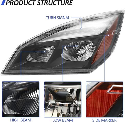 LED Headlights Assembly Fit for 2018-2024 Freightliner Cascadia, Headlamps Head Light Lamp W/Bulbs Housing Left Driver Side in Saudi Arabia