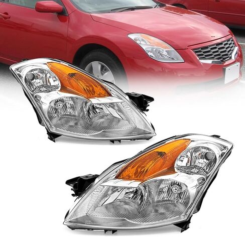 AS AUTOLIGHTS متوافقة مع مجموعة المصابيح الأمامية Altima Sedan 2013 2014 2015 لـ 13 14 15 Nissan Altima Sedan 4 أبواب مع غطاء كروم كهرماني عاكس عدسة شفافة in Kuwait