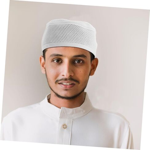 Islamic Cotton Prayer Hat for Men Breathable Beanie Cap for Ramadan and Eid Comfortable Taqiya Headwear for Spiritual Practices Versatile Muslim Headwear for Salat and Namaz in Saudi Arabia