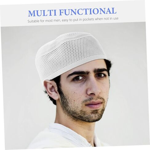 Islamic Cotton Prayer Hat for Men Breathable Beanie Cap for Ramadan and Eid Comfortable Taqiya Headwear for Spiritual Practices Versatile Muslim Headwear for Salat and Namaz in Saudi Arabia