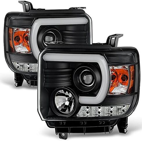 AKKON - For 14-17 GMC Sierra 1500/2500HD/3500HD BLACK C-Shape LED DRL Projector Headlights Pair in Saudi Arabia