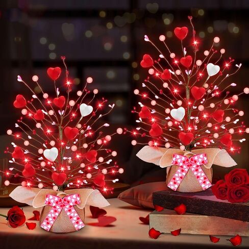 St. Patrick's Day Decorations, 2 Pack Lighted St. Patrick's Day Tree Tabletop with 20 Green Lights Battery Operated 18 Inch 6 Shamrocks 108 Berries Artificial Tree St. Patrick's Day Decor Home Party in Saudi Arabia