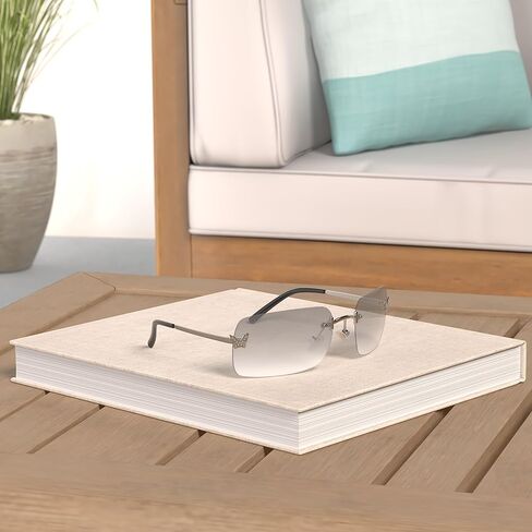 نظارات شمسية مستطيلة Y2k للنساء، نظارات شمسية عصرية بدون إطار كلاسيكية مربعة الشكل in Kuwait