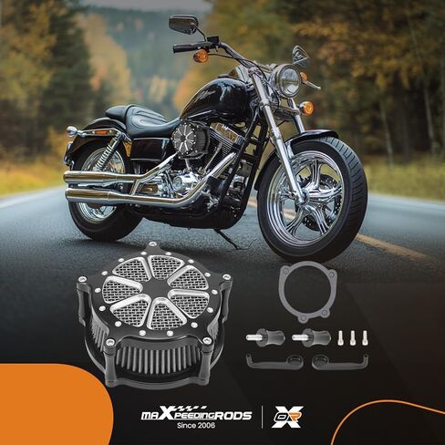 طقم فلتر مدخل منقي هواء عالي التدفق للدراجات النارية من maxpeedingrods قابل لإعادة الاستخدام لـ Dyna/FXR 2000-17، Softail 2000-2015، Touring 2000-2007 in Saudi Arabia