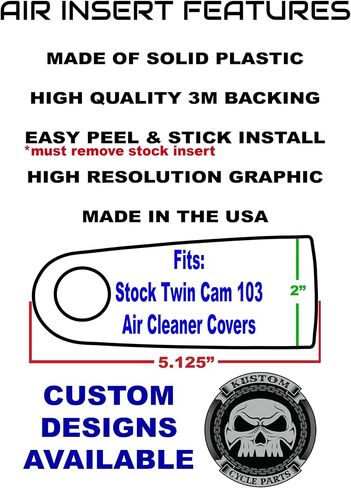إدراج غطاء منقي هواء اللهب/الحرائق بواسطة أجزاء دورة Kustom. يستبدل المخزون Harley Davidson Twin Cam / 103 إدراج. صُنع بفخر في الولايات المتحدة الأمريكية in Saudi Arabia