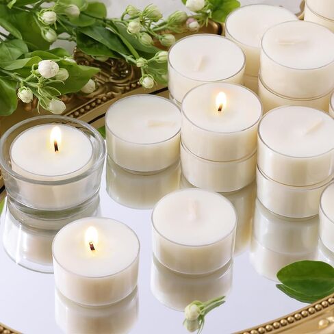DEVI Moonlit Gardenia المعطرة أضواء الشاي الشموع 12 حزمة، 3.5-4 ساعات شموع شاي النخيل الطبيعية السائبة للمنزل المعطرة، ناخبين صغيرين معطرة للغاية مع الزيوت العطرية للعلاج بالروائح المنزلية، والهدايا in Kuwait