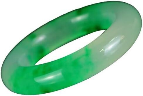 URED Elegant Green Jade Bangle Bracelet for Women Feng Shui Good Luck Healing Energy Wealth Bracelet Fashion Fat Round Jade Stone Bangles for Woman Birthday Gift in Saudi Arabia