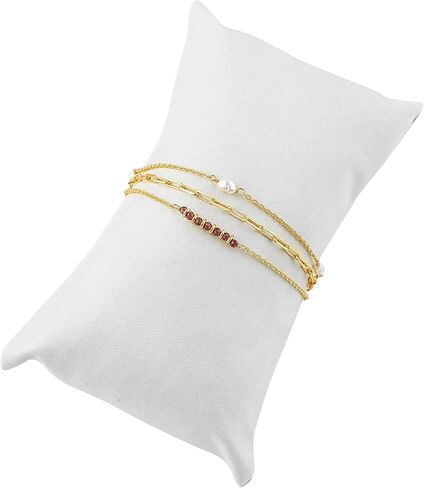 Beads With Pearl 3 Layered Bracelets for Women 14k Gold Plated Dainty Stackable for Women Trendy Layering, Cuban Link, Paperclip Chain, For Women Gifts in Saudi Arabia