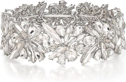 سوار قابل للتمدد على شكل زهرة كريستال للنساء، زي على شكل دمعة ماركيز من حجر الراين لحفلات الزفاف وحفلات التخرج in Kuwait