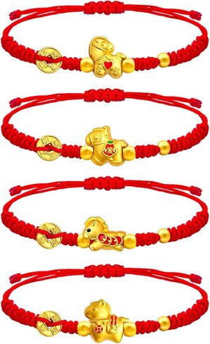 Ronglry Chinese New Year of The Horse 2026 Red String Bracelets Chinese Zodiac Bracelet Horse Charms Handmade Braid Rope Bracelets Good Luck Bracelet for Women Men in Kuwait