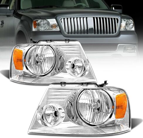 AS Headlight Assembly Compatible with 2005 2006 2007 05 06 07 Ford F250 F350 F450 F550 Headlamp Passenger & Driver Side, Chorme Housing with Amber Reflector in Saudi Arabia