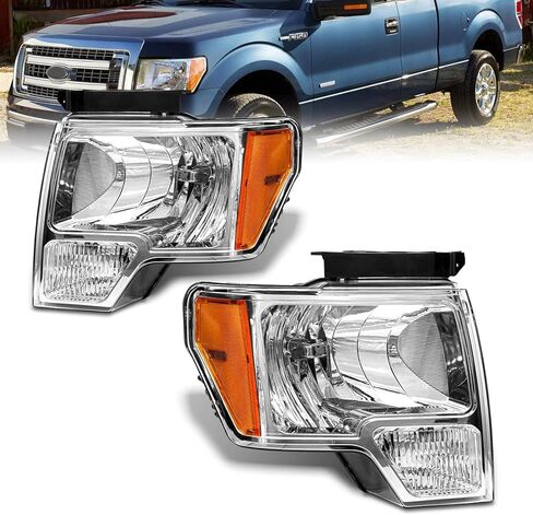 AS Headlight Assembly Compatible with 2005 2006 2007 05 06 07 Ford F250 F350 F450 F550 Headlamp Passenger & Driver Side, Chorme Housing with Amber Reflector in Saudi Arabia