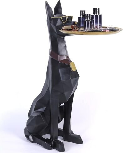 Geometric Dog Accent Table with Tray Butler Statue Animal Side Table for Modern Home Decor Dog Butler Statue with Tray Animal Accent Table for Living Room in Kuwait