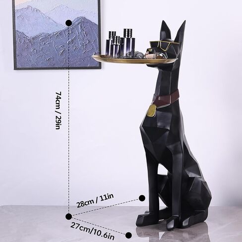 Geometric Dog Accent Table with Tray Butler Statue Animal Side Table for Modern Home Decor Dog Butler Statue with Tray Animal Accent Table for Living Room in Kuwait