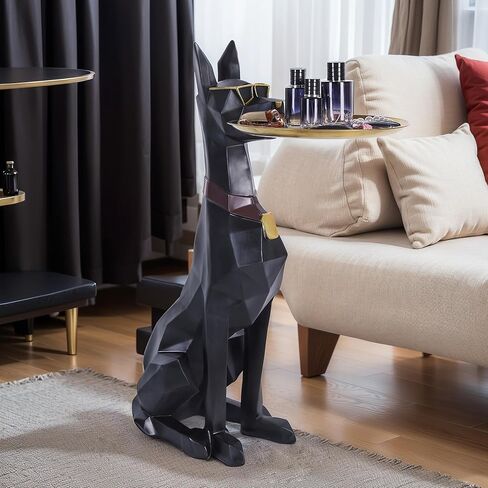 Geometric Dog Accent Table with Tray Butler Statue Animal Side Table for Modern Home Decor Dog Butler Statue with Tray Animal Accent Table for Living Room in Kuwait