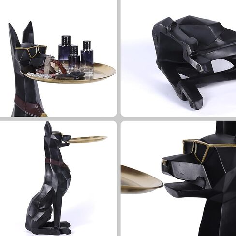 Geometric Dog Accent Table with Tray Butler Statue Animal Side Table for Modern Home Decor Dog Butler Statue with Tray Animal Accent Table for Living Room in Kuwait