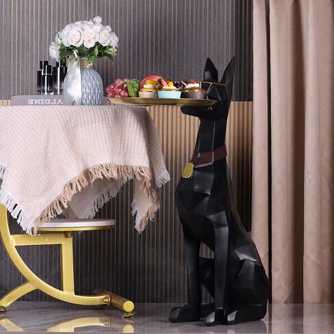 Geometric Dog Accent Table with Tray Butler Statue Animal Side Table for Modern Home Decor Dog Butler Statue with Tray Animal Accent Table for Living Room in Kuwait